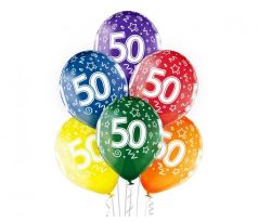 Latexové balóny 30 cm s potlačou 50-tka v6 ks
