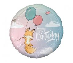 Fóliový balón Happy Birthday - Líštička 46 cm