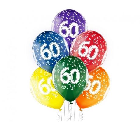 Latexové balóny 30 cm s potlačou 60-tka 6 ks